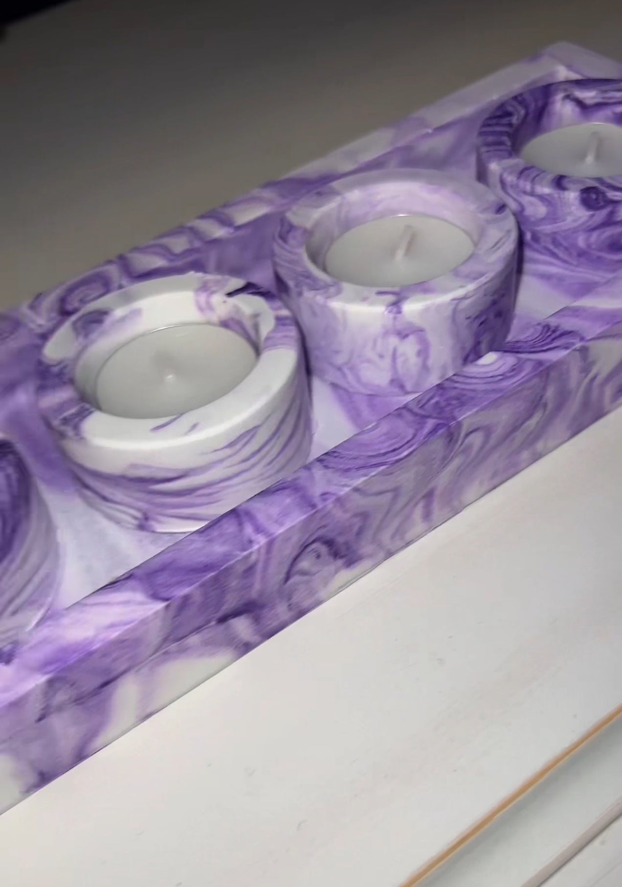 Long tray w/4 tea light holder