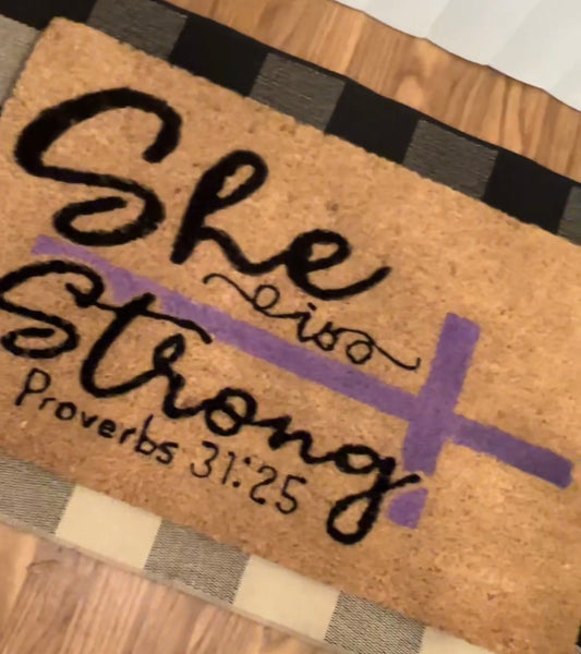 She Is Strong Doormat