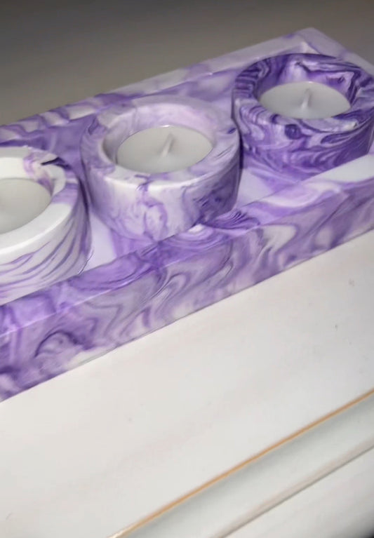 Long tray w/4 tea light holder